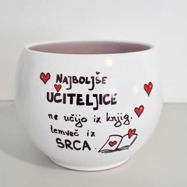 Lonec Bali z ročno poslikavo Najboljše učiteljice učijo iz srca